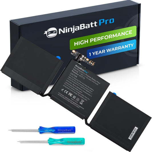 NinjaBatt A1713 A1708 Replacement Battery for MacBook Pro 13-inch – A1708 (Late 2016, Mid 2017 Years) A2159 (2019) A2289 (Mid 2020) A2338 (M1 Late 2020) – Long Lasting Performance [4781mAh/54Wh/11.4V]