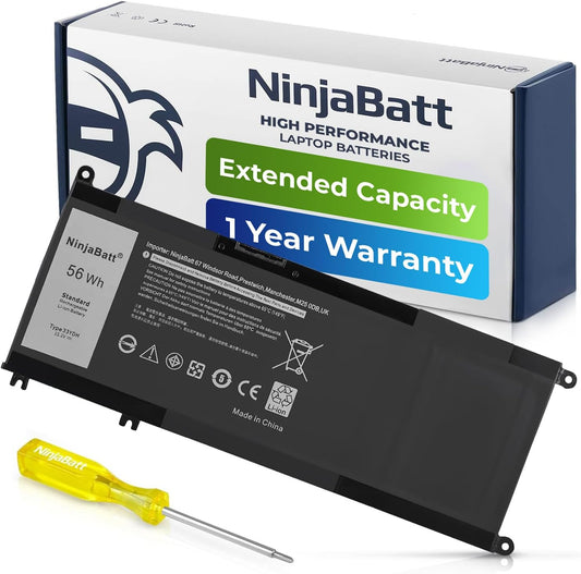 NinjaBatt Battery for Dell 33YDH 17 7000 7779 13 7353 17 7778 15 7778 15 7577 P30E 7786 7773 3779 G5 / 7588 3579 5587 G7 / G3 Latitude 13 3380 14 3490 – High Performance [15.2V/56Wh]