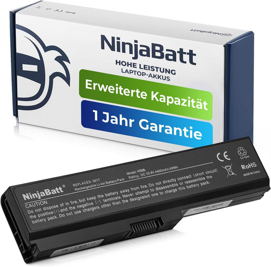 NinjaBatt Battery for A665 PA3817U-1BRS L755 C655 C655D P775 L655 PA3818U-1BRS PABAS228 L675 C650 L770 A665-S6086 A665-S6050 C660 A665-S6094 - High Performance [6 Cells/4400 mAh/48 Wh]