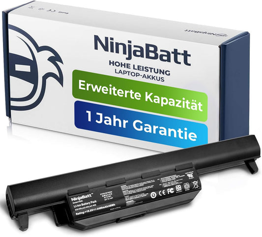 NinjaBatt Battery A32-K55 Compatible with Asus Q500 Q500A R503U R503A R503C K55VD X75VD K75VM K75VD K75DE K55 K55N K55VM K45VS K45VJ K55DR K55VS R400 R500 R700 – [6 Cells/4400mAh/48Wh]
