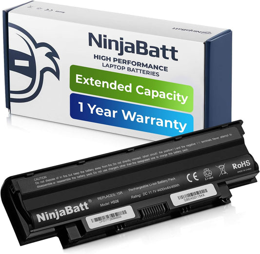NinjaBatt Battery for Dell J1KND N7110 N5010 N4110 N7010 3750 N5110 N4050 9T48V M5030 N5030 3550 N5050 N5040 3520 17R 1540 4T7JN P20G N4010 3420 M5040 15R - High Performance [6 Cells/4400mAh]
