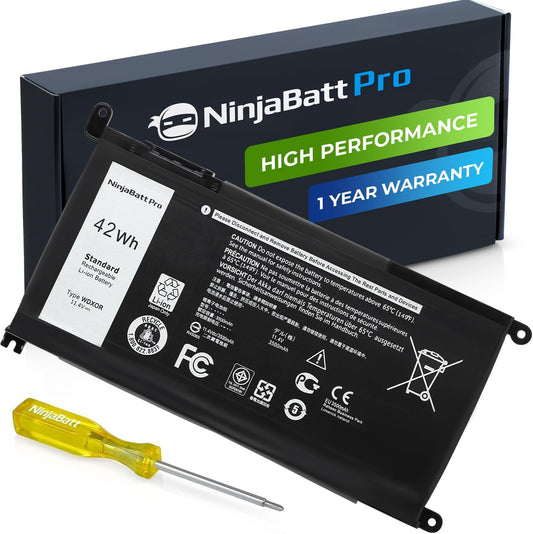 NinjaBatt Battery for Dell WDX0R P69G YRDD6 Inspiron 13 15 5000 7000 Series, 5570 7573 5567 7579 7378 5379 5578 5568 7569 5579 5565 5378 7368 5368 7375 - [42Wh/11.4v]