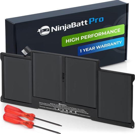NinjaBatt Battery A1466 A1496 for Apple MacBook Air 13 Inch [2010 2011 2012 2013 2014 2015 2017 Years] A1369 A1405 A1377 - High Performance [7200mAh/55Wh/7.6V]