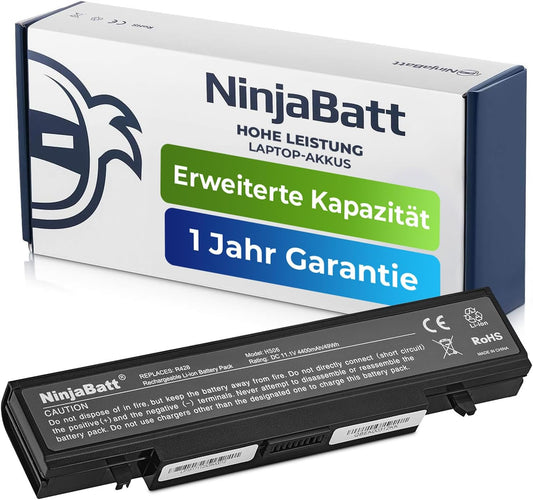 NinjaBatt Battery for Samsung AA-PB9NC6B AA-PB9NS6B AA-PB9MC6B NP300E5A R540 RV510 RV511 NP305V5A AA-PB9NS6W NP300V5A Q430 RC512 RV515 NP355V5C R530 - Black - High Performance [6 Cells/4400mAh]