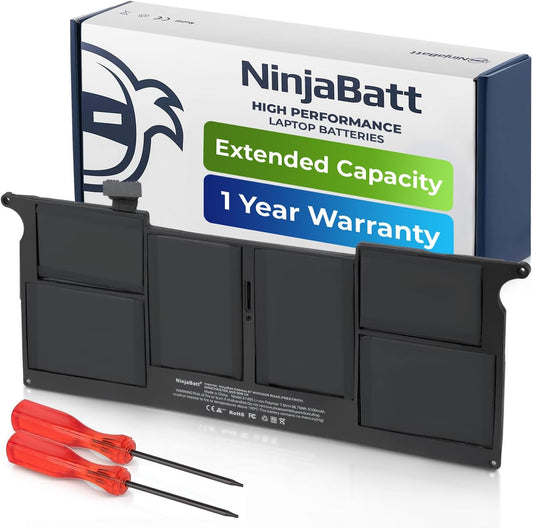 NinjaBatt Battery A1465 A1370 for Apple MacBook Air 11" [Mid 2011 2012 2013 Early 2014 2015 2016 2017 Years] A1495 A1406 - High Performance [5100mAh/39Wh/7.6V]