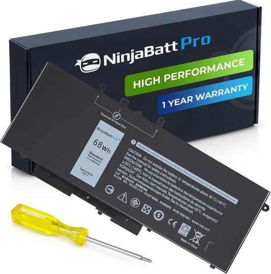 NinjaBatt 68Wh GJKNX Laptop Battery for Dell Latitude 5580 5480 5YHR4 5280 5288 5488 5590 5591 5490 5491 5495 E5480 E5580 E5490 E5590 Precision 15 3520 3530 Series GD1JP DY9NT [68Wh 7.6V]