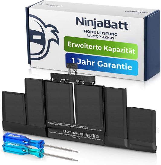 NinjaBatt Battery A1494 for Apple MacBook Pro Retina 15" [Mid & Late 2013 2014 Years] A1398 ME293 ME294 – Long Lasting [11.26V/95Wh]